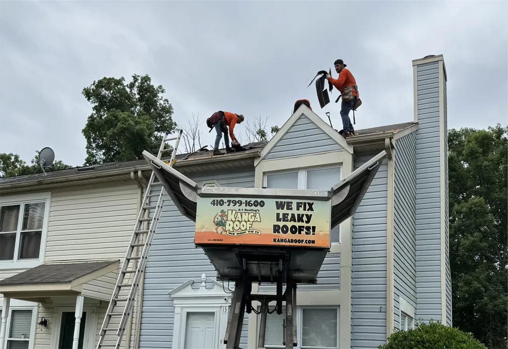 A1 Roofing's KangaRoof service truck in Columbia MD